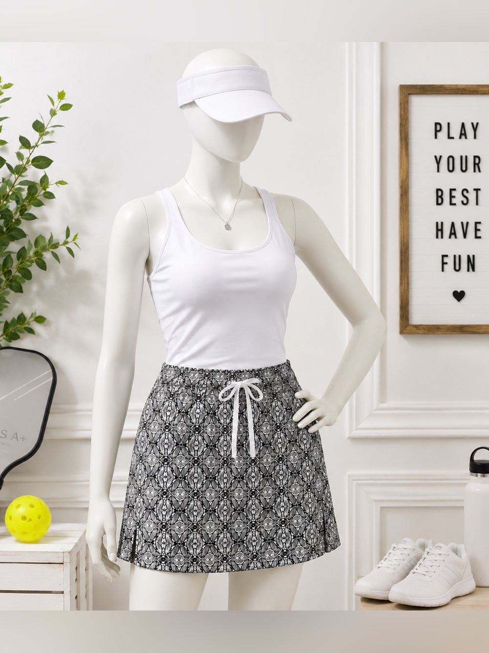 Croft & Barrow XL Black White Print Skort Golf Tennis Pickleball Athletic